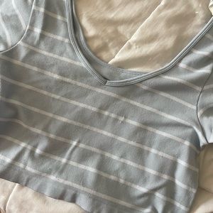 blue stripe crop top